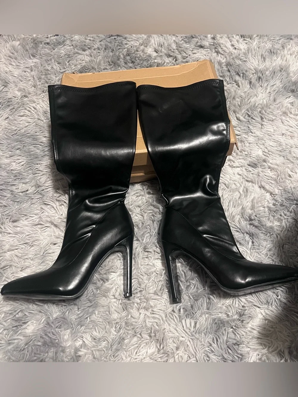 Women's Black Over-the-Knee Pointed Toe Stiletto Boots